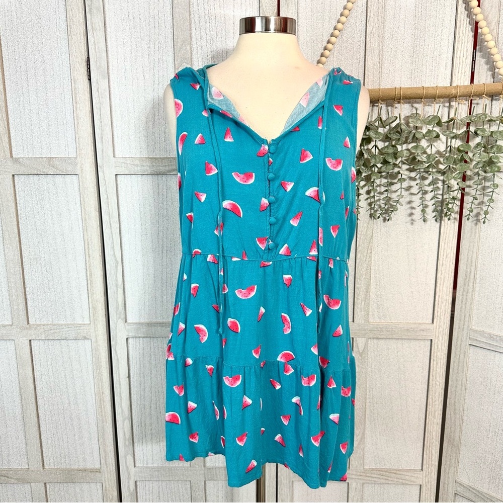Torrid Watermelon Rayon Slub Button-Front Tiered Tank Tank Top Plus Size 2 2X - Picture 6 of 13
